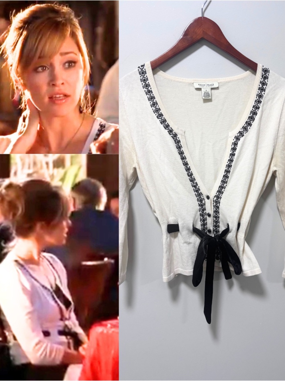 Y2K 2000s ASO Taylor Townsend The O.C. Cream Cardigan Front-Tie Preppy Small